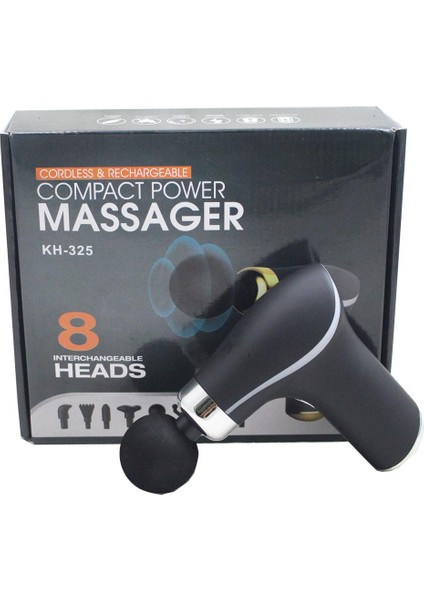8 Değiştirilebilir Başlıklı Kompakt Güçlü Masaj, Derin Doku Kas Rahatlaması Için Kablosuz ve Şarj Edilebilir Masaj Cihazı KH-325 (Yurt Dışından)