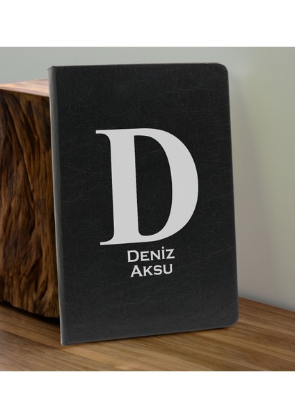 Kişiye Özel Isimli Siyah Defter ve Kırmızı Cam Matara Hediye Seti-5, Sevgiliye Hediye, Arkadaşa Hediye, Yeni Iş Hediyesi
