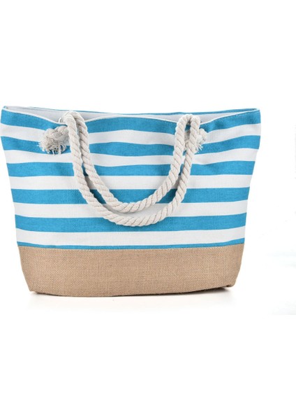 Yeni Çizgili Plaj Çantası Kadın Koltukaltı Omuz Çantası Rahat Büyük Kapasiteli Kadın Kanvas Çanta (Yurt Dışından)