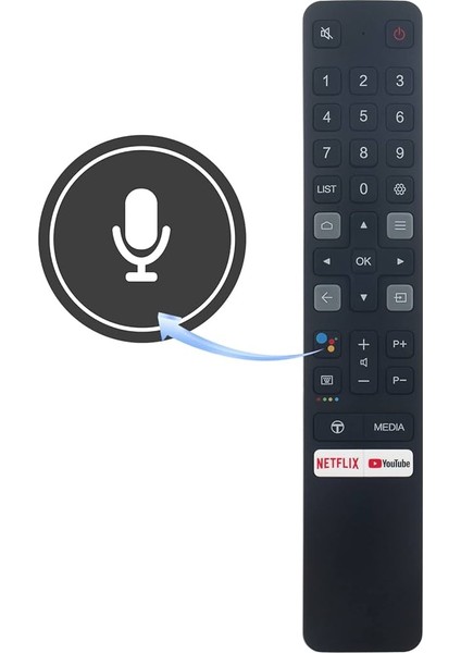 TCL Ses Komutlu %100 Orjinal Ürün - Tcl Android 4K LED Akıllı Tv Kumanda - Ses Komutlu
