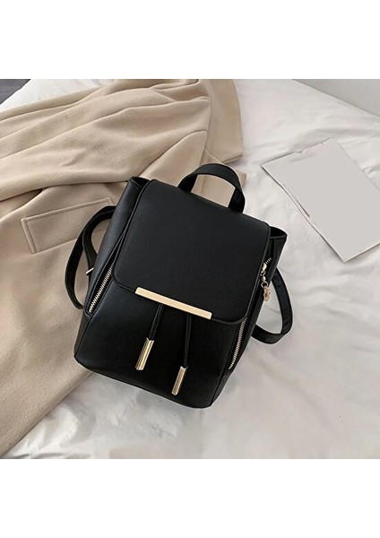 Mavi Stil Fashion Women Pure Color Drawstring Rucksacks Ladies Pu Leather Handbag Knapsack Teenager Girls Backpack Women Schoolbag (Yurt Dışından)