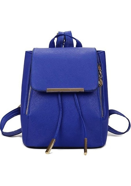 Mavi Stil Fashion Women Pure Color Drawstring Rucksacks Ladies Pu Leather Handbag Knapsack Teenager Girls Backpack Women Schoolbag (Yurt Dışından)