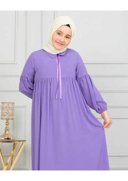 Bebe Yaka Büzgülü Çocuk Elbise