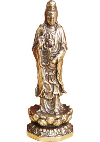 4.6 cm Pirinç Guanyin Bodhisattva Heykeli Çay Pet Minyatür Ev Için (Yurt Dışından)
