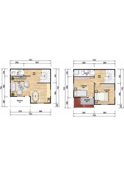 Ballife Prefabrik 100 M2 Standart Dubleks Prefabrik Konut