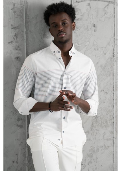 Panolu Yaka Düğmeli Pamuklu Slimfit Yazlık Gömlek fiyatları