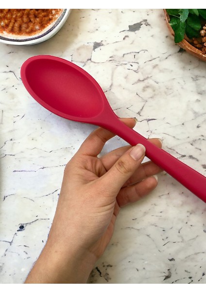 Sert Uçlu Isıya Dayanıklı Yanmaz Yapışmaz Silikon Kaşık Seti 4 Parça 28 cm - 22 cm - 20 cm Kaşık 28 cm Kepçe modelleri