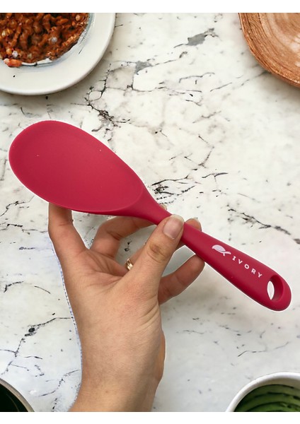 Sert Uçlu Isıya Dayanıklı Yanmaz Yapışmaz Silikon Kaşık Seti 4 Parça 28 cm - 22 cm - 20 cm Kaşık 28 cm Kepçe fırsatları
