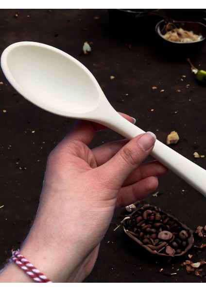 Sert Uçlu Isıya Dayanıklı Yanmaz Yapışmaz Silikon Kaşık Seti 4 Parça 28 cm - 22 cm - 20 cm Kaşık 28 cm Kepçe