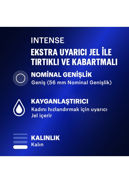 Intense 30'lı Uyarıcı Jelli ve Tırtıklı Prezervatif