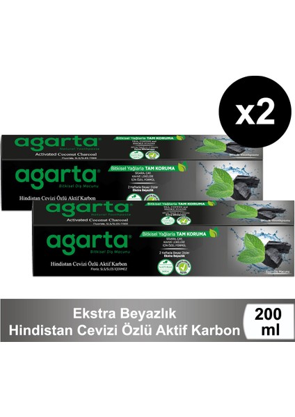 Doğal Hindistan Cevizi Özlü Aktif Karbon Diş Macunu 100 Ml/130 Gr X2 ADET