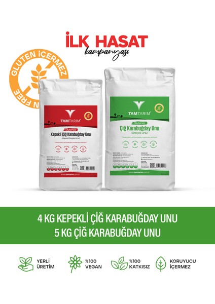 (Glutensiz) Çiğ Karabuğday Unu 9 kg (5 kg Çiğ Karabuğday Unu- 4 kg Kepekli Çiğ Karabuğday Unu)