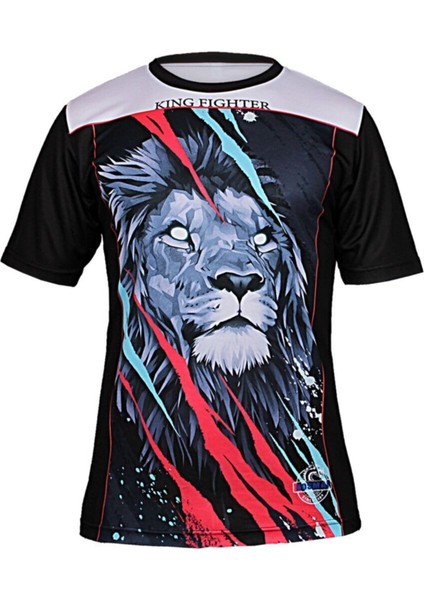 Dijital Baskılı King Fighter Bisiklet Yaka Spor T-shirt Fgt037