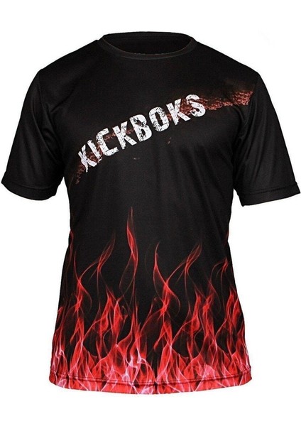 Dijital Baskılı Kick Boks Bisiklet Yaka Spor T-shirt Kbt083