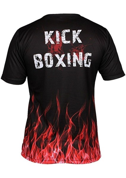 Dijital Baskılı Kick Boks Bisiklet Yaka Spor T-shirt Kbt083