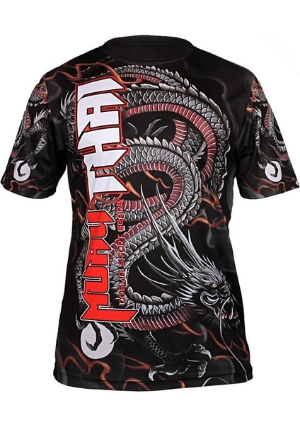 Dijital Baskılı Muay Thai Bisiklet Yaka Spor T-shirt Mtt121