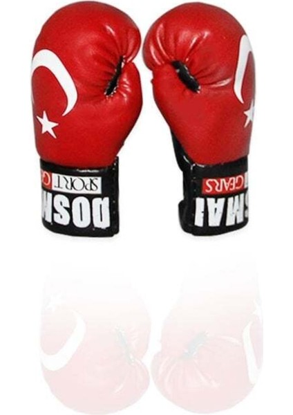 Mini Boks Eldiveni El Yapımı Türk Bayrağı Baskılı Dikiz Aynası Süsü Hkbe997