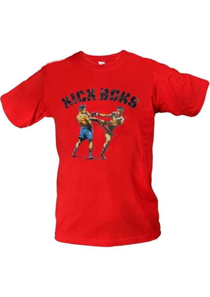 Baskılı Kick Boks Bisiklet Yaka Spor T-shirt Kbt842