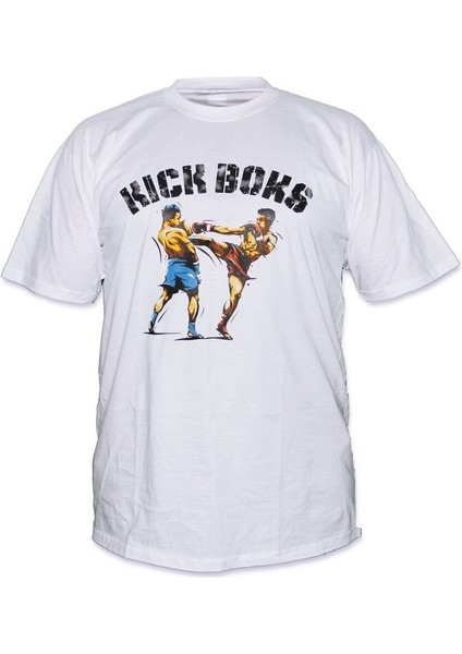 Baskılı Kick Boks Bisiklet Yaka Spor T-shirt Kbt842