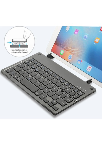 Coverzone Multi Fonksiyonel Katlanır Bluetooth Şarjlı Klavye Dahili Stand Aparatı Tablet Stand Özelliği Taşınabilir Ingilizce Q Keyboard 673