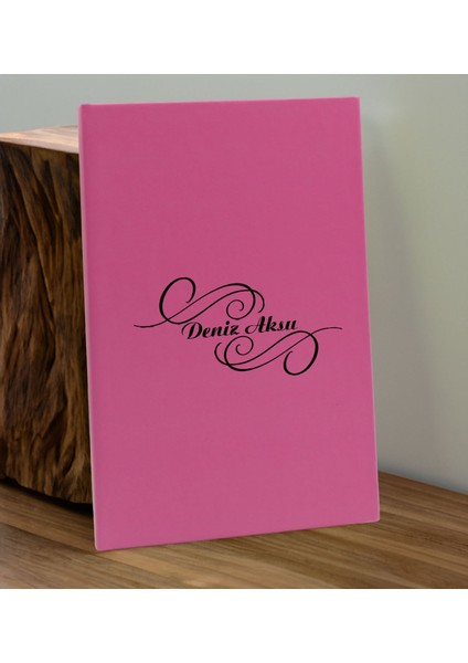 Kişiye Özel Isimli Pembe Defter ve Fuşya Cam Matara Hediye Seti-3, Sevgiliye Hediye, Arkadaşa Hediye, Yeni Iş Hediyesi