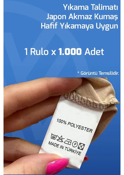 Yıkama Talimatı Etiketi - 100% Polyester 1000'LIK Sarım