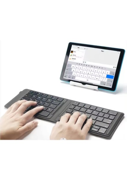 Coverzone Mini Katlanabilir Bluetooth Klavye Taşınabilir iPhone iPad Mac Android Windows Ios Için Ince Katlanabilir Seyahat Taşıması Kolay Ingilizce Q Keyboard Siyah ZR672