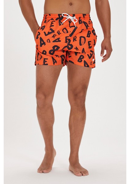 Bling Turuncu Baskılı Erkek Deniz Şortu