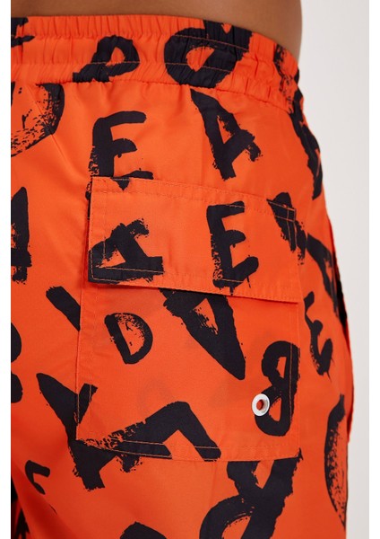 Bling Turuncu Baskılı Erkek Deniz Şortu indirimleri