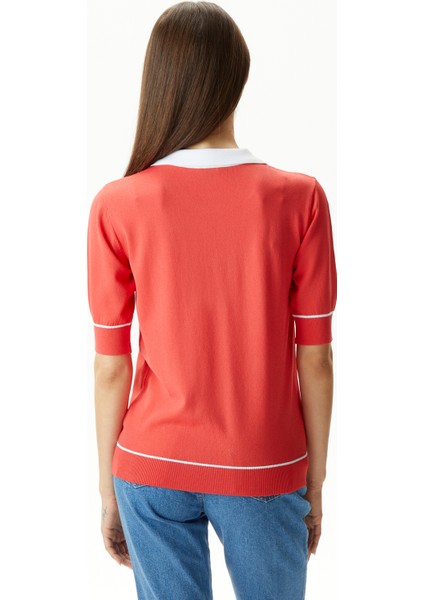 Nautıca Kadın Kırmızı Relaxed Fıt Kısa Kollu Triko 45S001T.6QB fiyatları