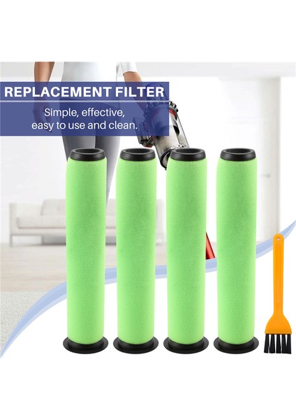 Airram Mk2 K9 Akülü Elektrikli Süpürge Için 4 Paket Yıkanabilir Kir Kutusu Çubuk Filtrelerin Değiştirilmesi (Yurt Dışından)