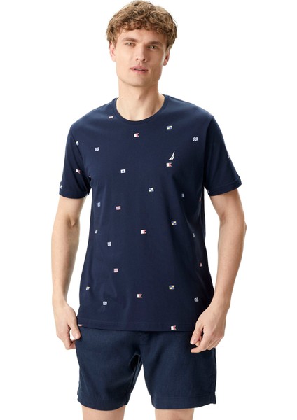 Nautıca Erkek Lacivert Standart Fıt Kısa Kollu T-Shırt V45222T.4NV