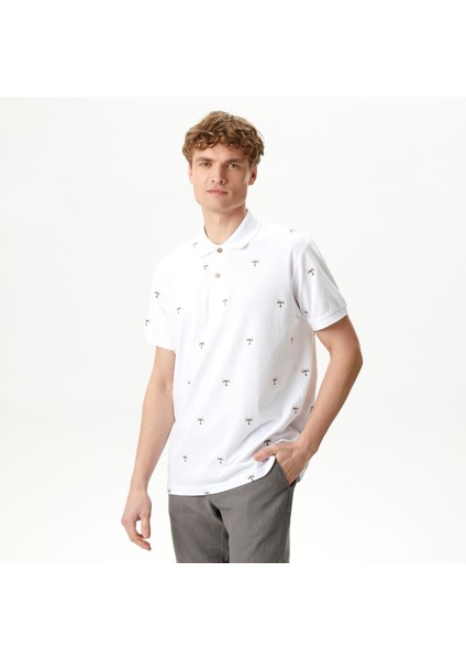Nautıca Erkek Beyaz Classıc Fıt Kısa Kollu Desenli Polo K45320T.1BW