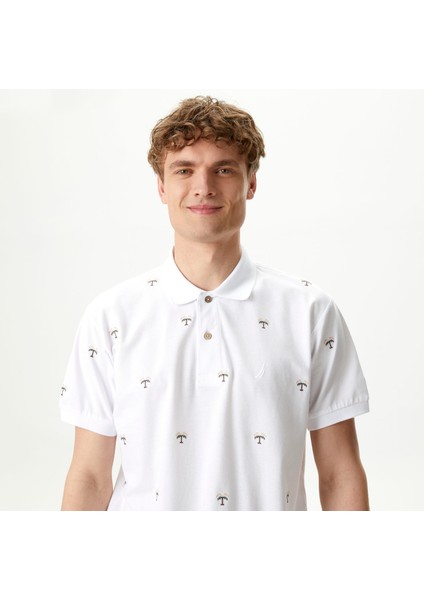 Nautıca Erkek Beyaz Classıc Fıt Kısa Kollu Desenli Polo K45320T.1BW fırsatları