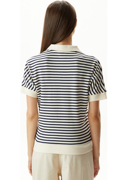 Nautıca Kadın Lacivert Relaxed Fıt Kısa Kollu Çizgili Polo 45K103T.4VN fiyatları