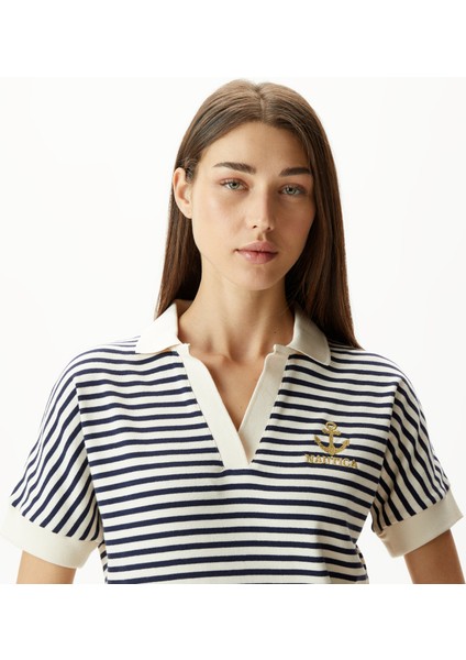 Nautıca Kadın Lacivert Relaxed Fıt Kısa Kollu Çizgili Polo 45K103T.4VN fırsatları