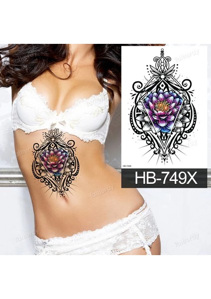 Gerçekci Geçici Renki Lotus Çiçek Desenli Dövme Sahte Etiket Kadın Erkek Kol Bacak