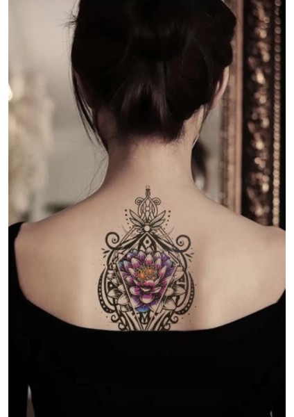 Gerçekci Geçici Renki Lotus Çiçek Desenli Dövme Sahte Etiket Kadın Erkek Kol Bacak