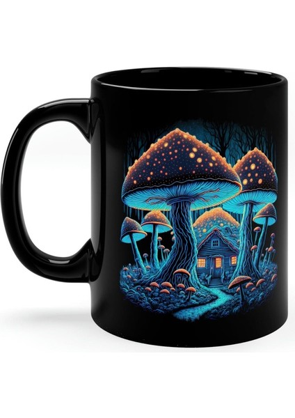 Mantar Kahve Kupa, Cottagecore Blue Forest Cabin , Ingilizce Kahve Kupa