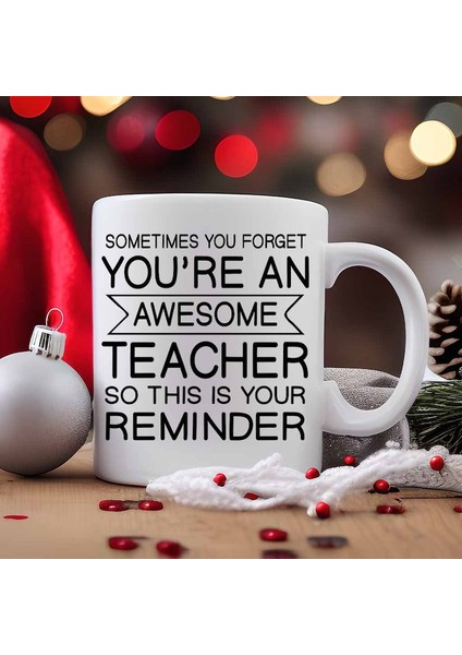 Harika Öğretmen Hediyesi Beyaz Seramik Kahve Kupa, Doğum Günü Hediyeleri, Ingilizce Kahve Kupa