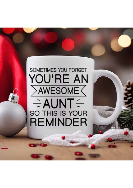 Harika Teyze Hediyesi Beyaz Seramik Kahve Kupa, Doğum Günü Hediyeleri, Ingilizce Kahve Kupa