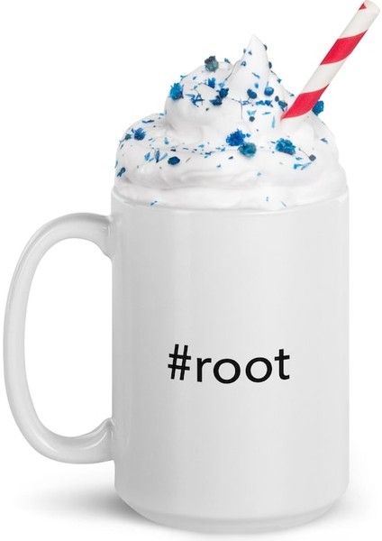 Hashtag Kökü Kahve Kupa - Beyaz Parlak Kupa - Ingilizce Kahve Kupa