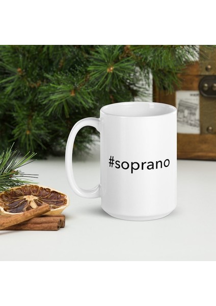 Hashtag Soprano Kahve Kupa - Beyaz Parlak Kupa - Ingilizce Kahve Kupa