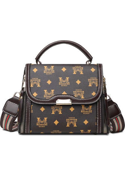 Omuz Çantası Retro Baskı El Çantası Geniş Omuz Askısı (Yurt Dışından)