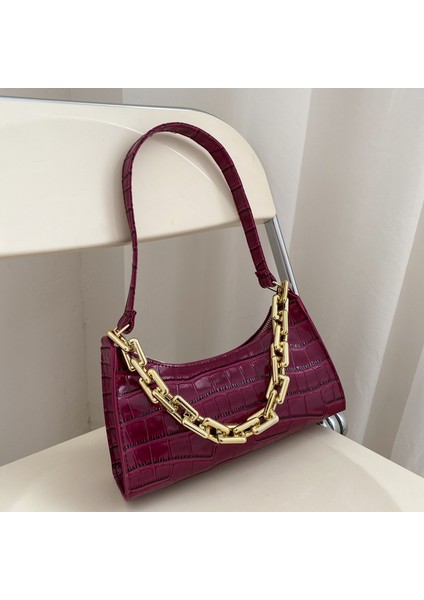 Basit Koltuk Altı Çantası Moda Retro Timsah Desenli Çanta (Yurt Dışından)