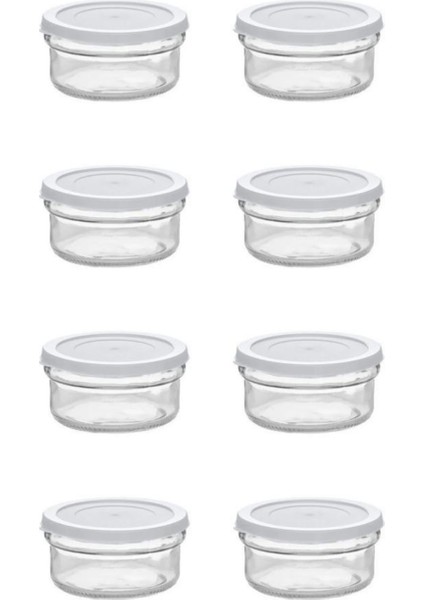 Paşabahçe Beyaz Kapaklı Kahvaltılık Çerezlik Takımı 8'li (Logolu Cam)