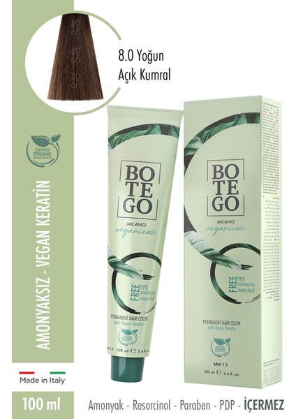 Organica Krem Boya 8.0 Yoğun Açık Kumral 100 ml