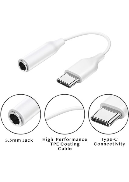 Xiaomi Uyumlu Kulaklık Dönüştürücü Connector 3.5mm To Type-C Adaptör