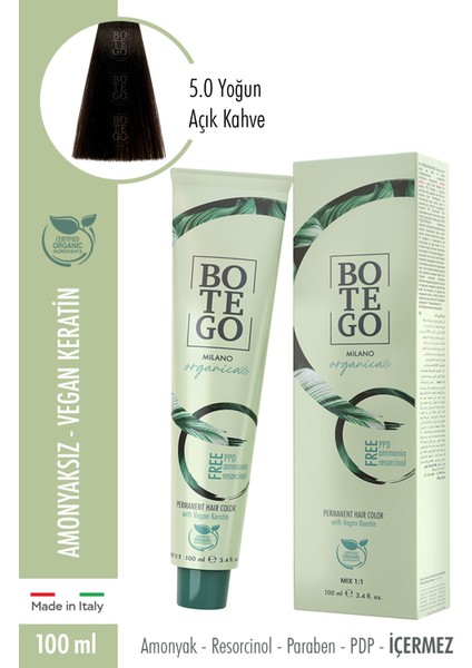 Organica Krem Boya 5.0 Yoğun Açık Kahve 100 ml