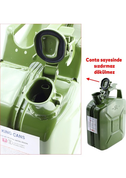 Metal Dayanıklı Benzin Akaryakıt Mazot Taşıma Doldurma Depolama Bidon Bidonu + Aktarma Borusu 5 Lt modelleri
